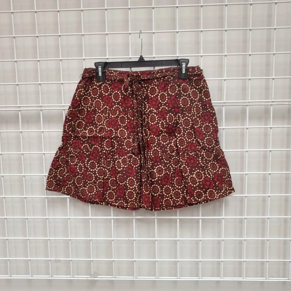 Abercrombie & Fitch Red and Brown Mini Skirt
